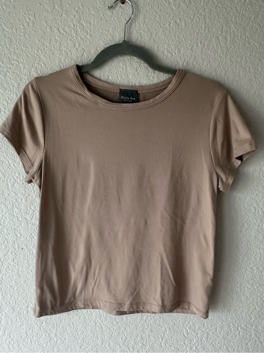 Olivia Rae New York Taupe Brown Basic Crewneck T-Shirt Size L